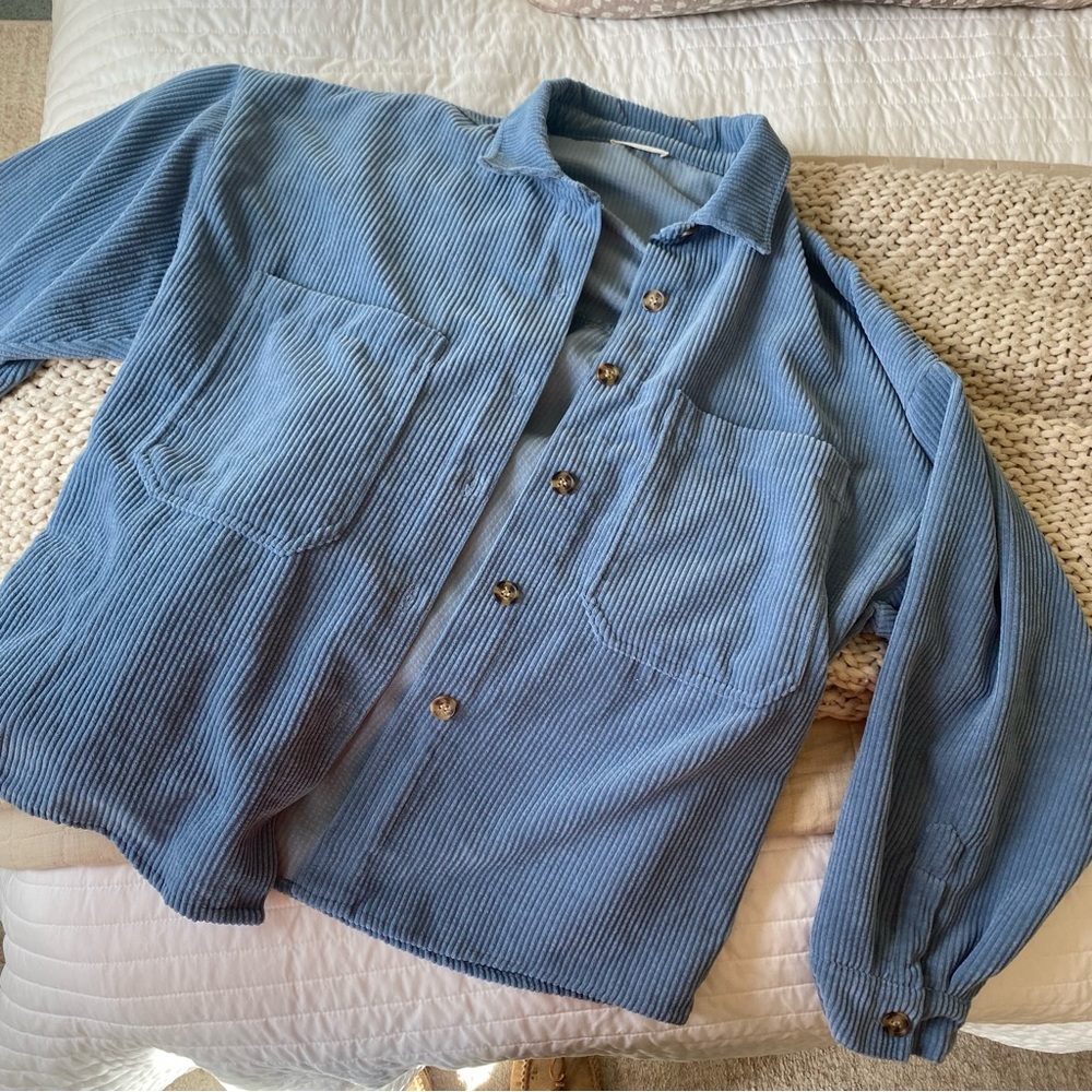 Miss Love Boutique Medium Jacket Blue Corduroy